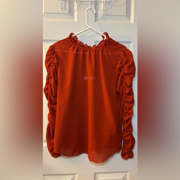 See By Chloe Ruched Long Sleeve Blouse in Earthy Red - Picture 4 of 16